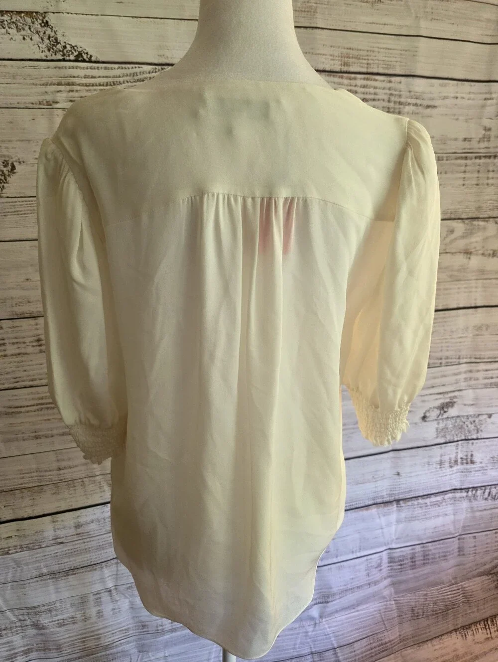 NWT Joie Ivory 100% Silk Short Sleeve Blouse Size Large